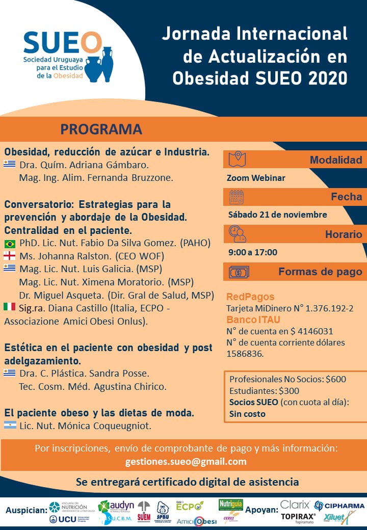 Afiche de la Jornada Internacional de Actualización en Obesidad SUEO 2020