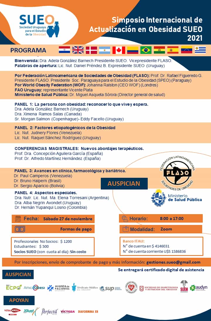 Afiche del Simposio Internacional de Actualización en Obesidad SUEO 2021