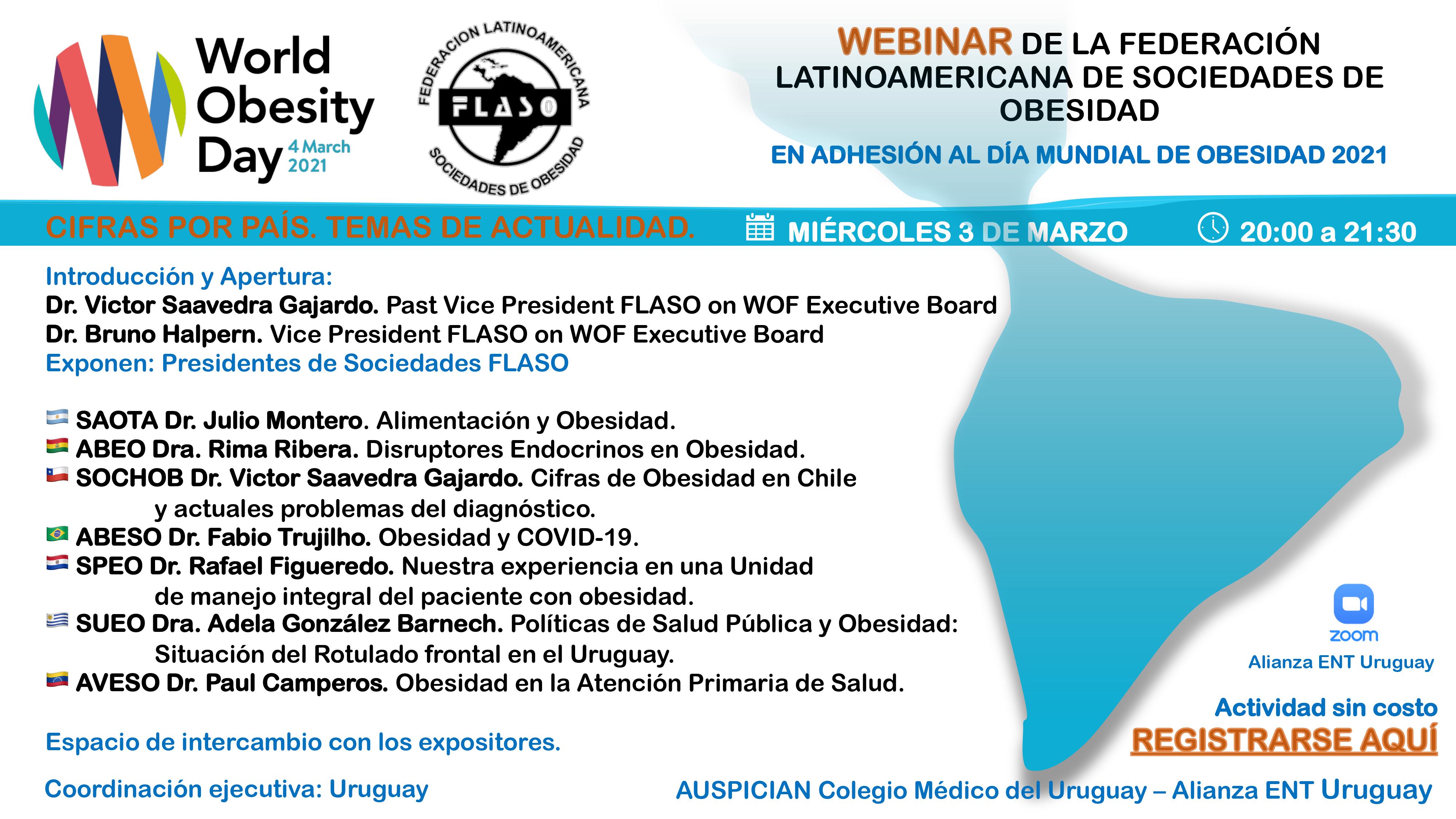 Afiche del webinar de la Federación Latinoamericana de Sociedades de Obesidad